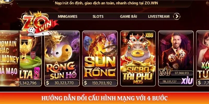 Hướng Dẫn Cách Vào ZOWIN Khi Bị Chặn Dành Cho Hội Viên Mới 2 Hướng dẫn đổi cấu hình mạng với 4 bước