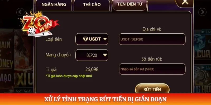 Xử lý tình trạng rút tiền bị gián đoạn